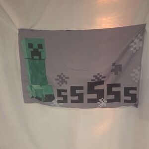 Twin Size Official Minecraft Sheet Set Gray Flat Fitted 1 Pillowcase